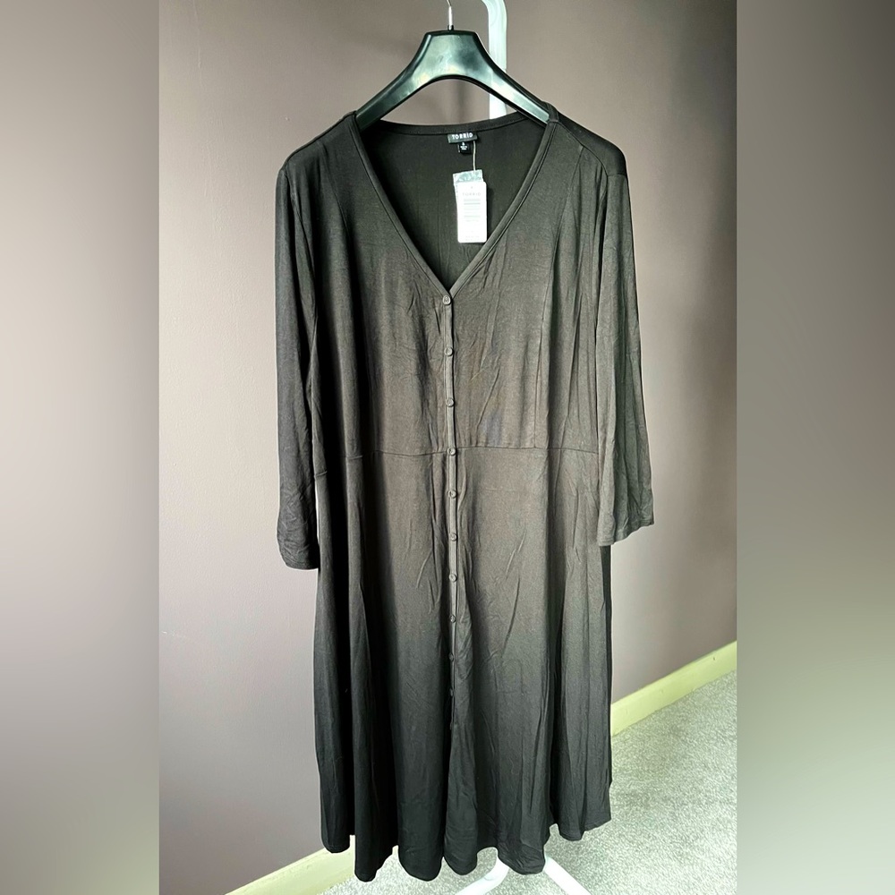 NEW Torrid Womens Size 3 Dress Black Stretch Knit Shirt Soft